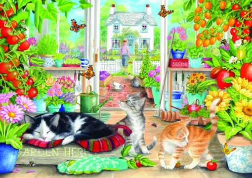 Green House Cats 1000 Piece Puzzle