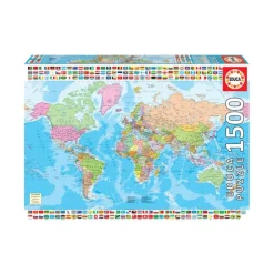 Map Of The World With Flags 1500 Piece Jigsaw